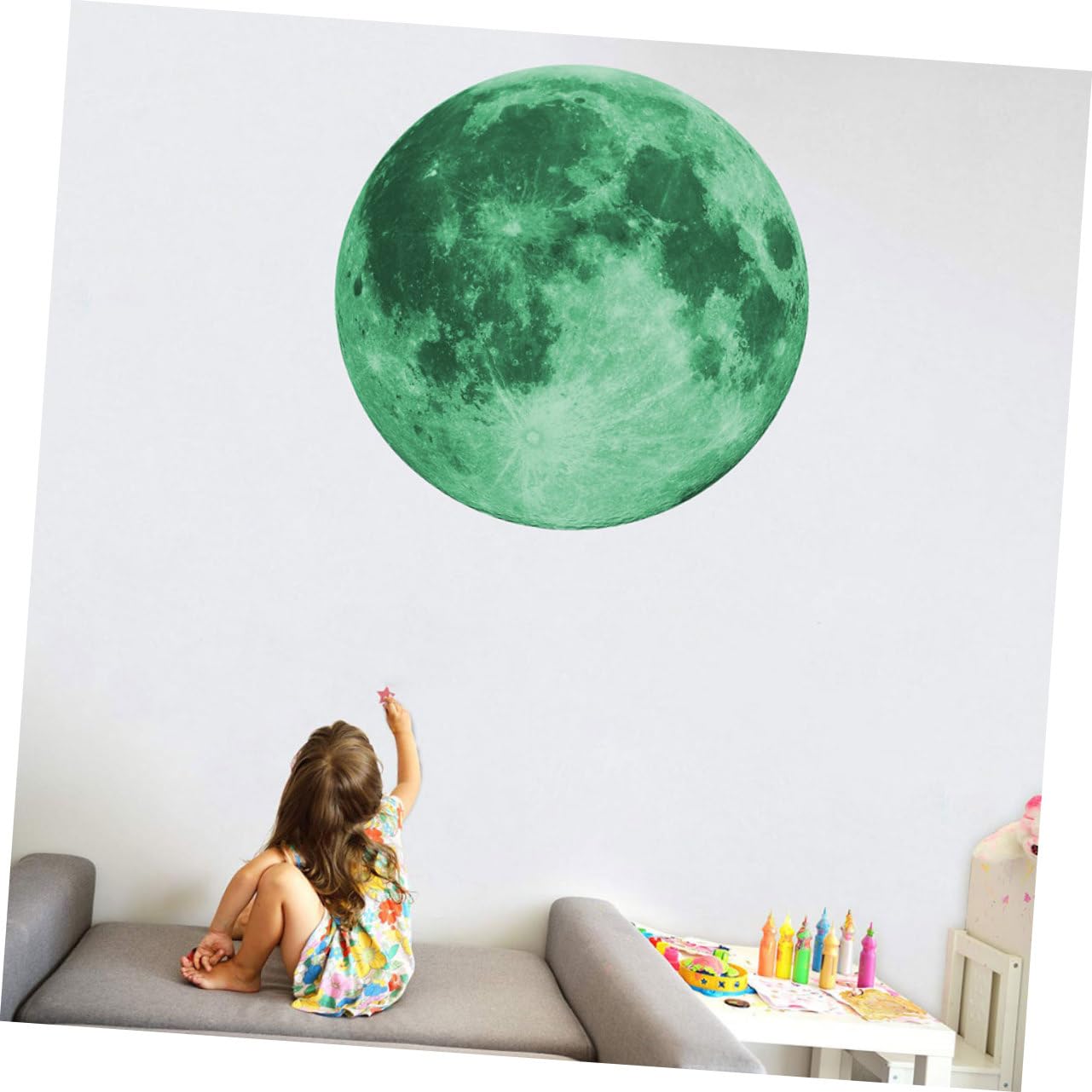 POPETPOP 3pezzi Adesivo Murale Luminosa Verde Per Decorazione Camera Da Letto e Ragazzo Ragazza Facile Da Applicare e Rimuovere Per Pareti e Vetri