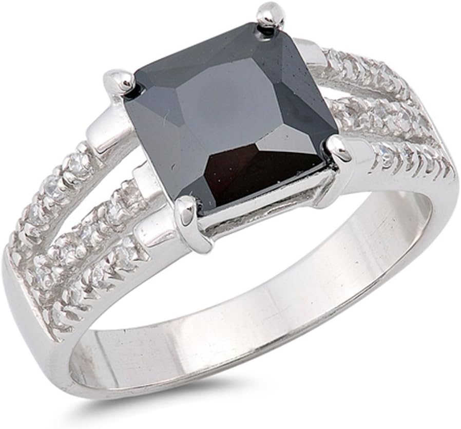 CHOOSE YOUR COLOR Sterling Silver Square Ring