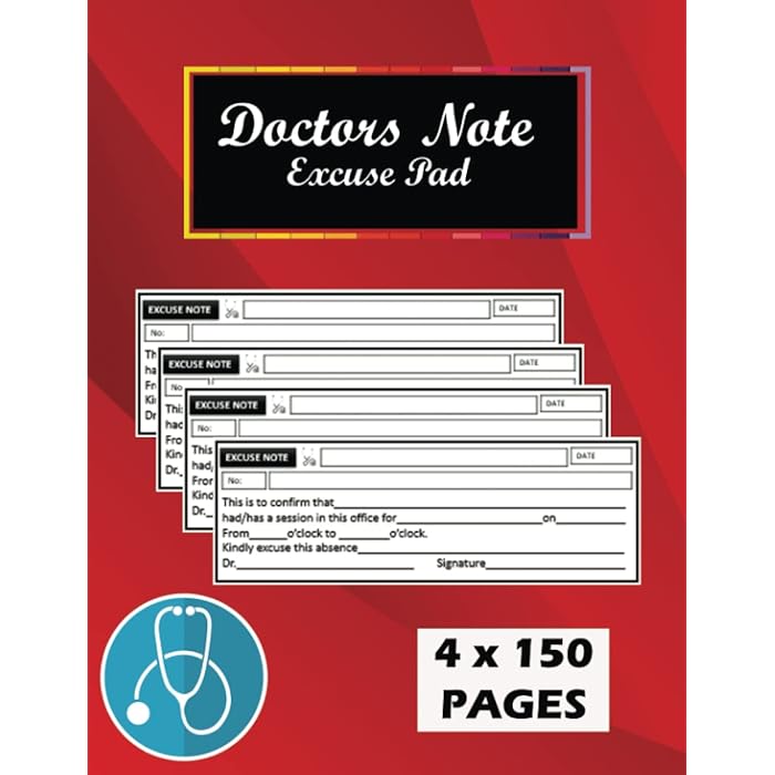 Buy BerylRodgers Doctors Note Excuse Pad 4 x 150 Pages (300 Slips