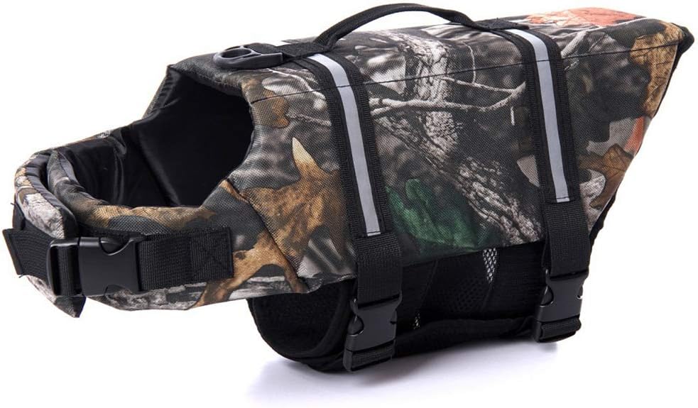 Mummumi® Dog Life Jacket, Adjustable Dog Swim Vest with Handle Pet Puppy Saver Swimming Lifejackets Vest Coat (S, Camouflage)