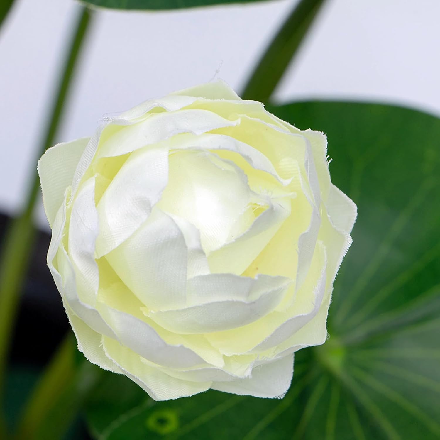 4pcs Artificial Lotus Flowers with Leaves 17" White Fake Water Lily Bouquets for Vase Bouquet Home Office Wedding Decor.(White,4pcs)