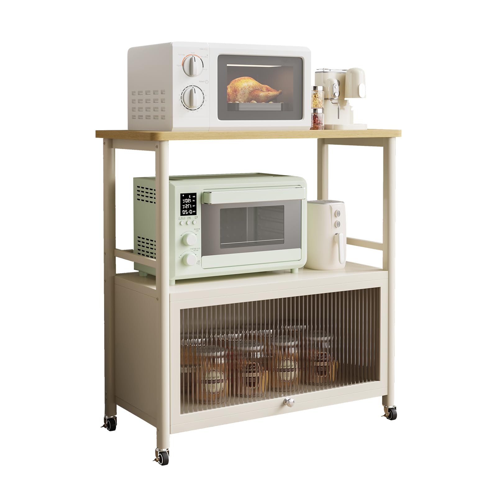 【新品未使用】電子レンジキャビネット 食器棚キッチンワゴン ホワイト 北欧風 不二貿易 キッチンカウンター レンジ台 120幅 カウンター