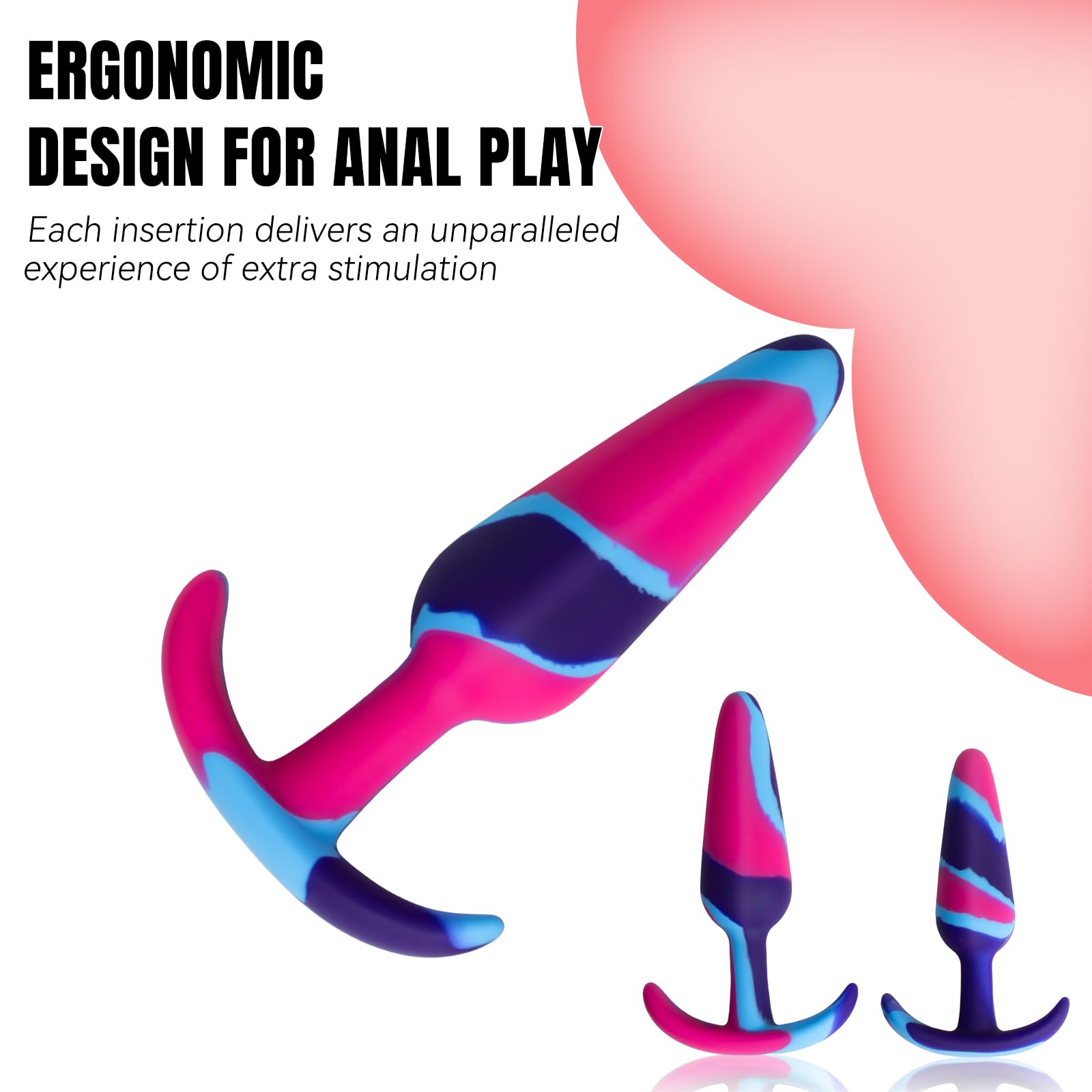 3PCS Silicone Butt Plug Set with Flared Base, Anal Plug for Comfortable Long-Term Wear, Sex Toys for Men Women and Couples.: Mulcolor G
