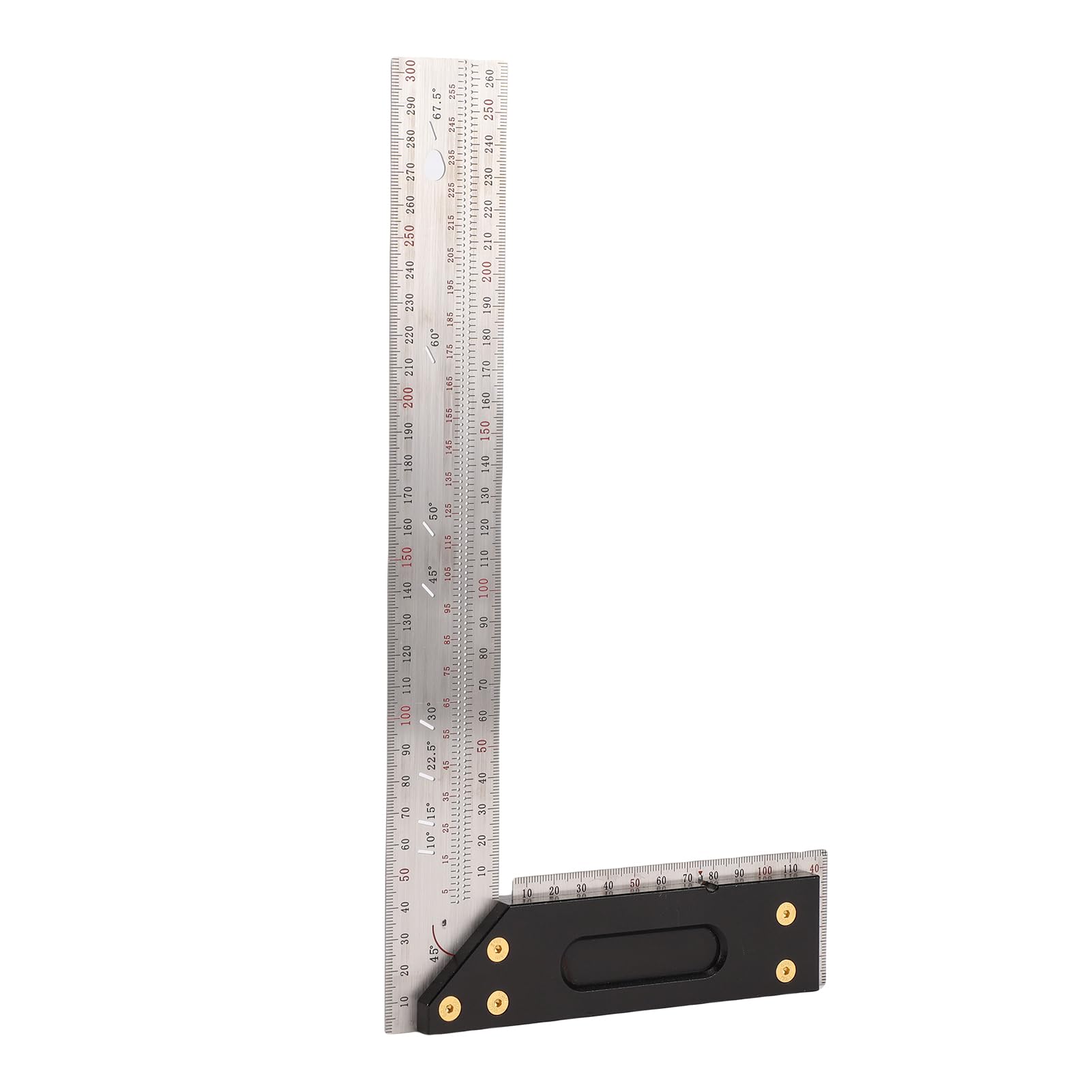 Righello Quadrato, Strumento di Costruzione in Acciaio Inossidabile da 300 Mm con Angolo Retto di 90° Integrato, per la Lavorazione del Legno, Carpenteria e Layout di Coperture