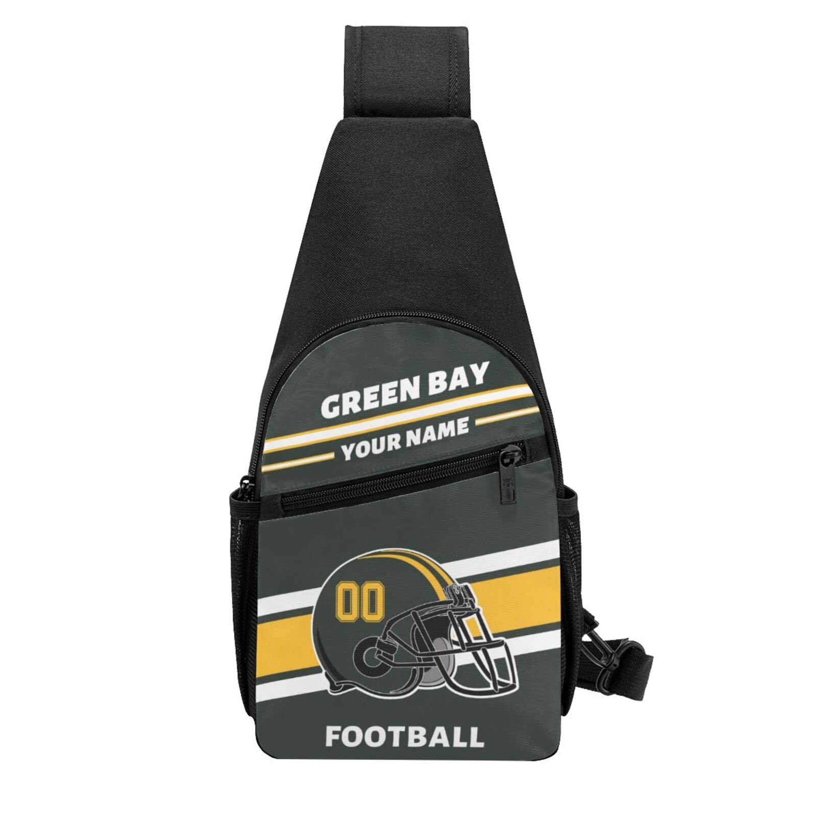 Custom Sling Bag, Personalized Green Bay Crossbody Bags for Men Women, Customize Name and Number Sling Shoulder Backpack, Chest Bag Hiking Travel