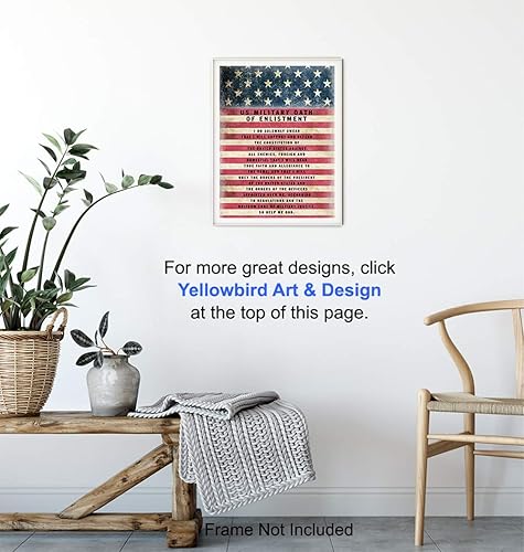 Miniatura 5 de Military Oath of Enlistment - Patriotic American Flag Wall Art Decor, Decoration - Gift for Soldiers, Army, Navy, Air Force, Marines, Coast Guard,