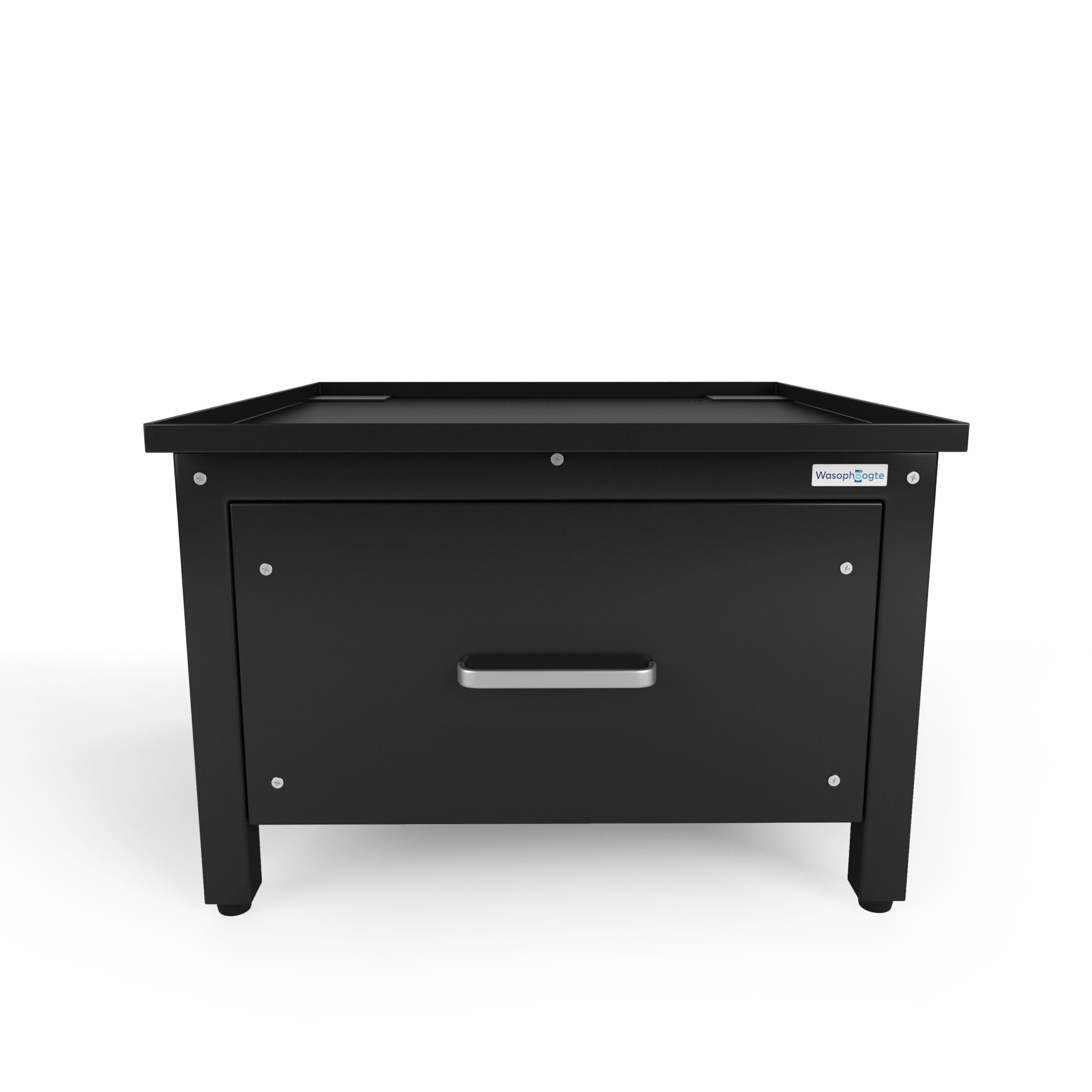 Waschmaschinen Untergestell mit Schublade - Waschmaschinenunterschrank - Waschmaschinen Podest - 42 cm Hoch - Schwarz - Universell - Inklusive Auffangwanne