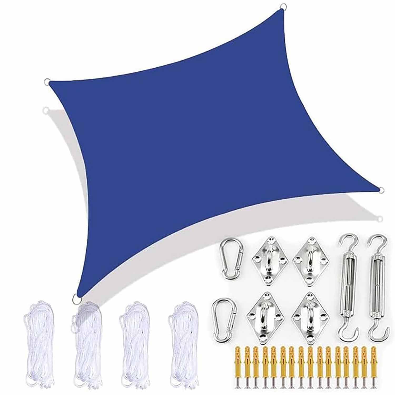 Ffsaacol Outdoor Shade Sail, Sun Shade Sails For Patio UV Blockage, Shade Sail Rectangle Waterproof with Fixing Kit, for Outdoor Patio Garden Pergola, Easy to Install H, 13x13ft/4x4m