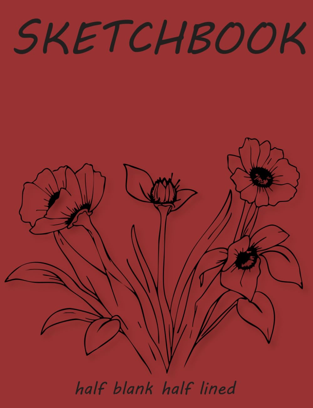 half blank half lined sketchbook: Dual notebook blank and lined pages ...
