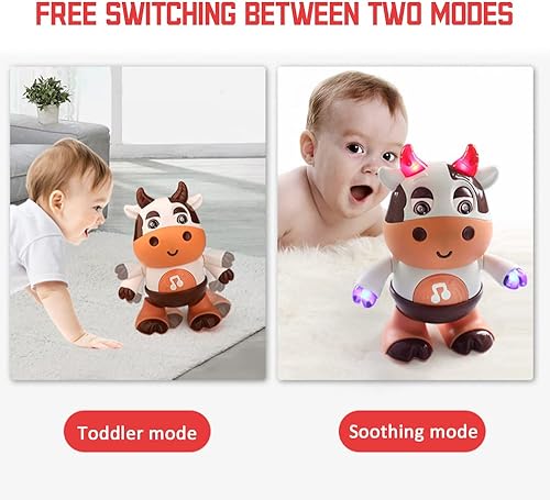 Miniatura 6 de Fiopet Juguetes musicales de vaca bebé juguete de vaca bebé que baila con música y luces LED juguete de desarrollo interactivo de aprendizaje para
