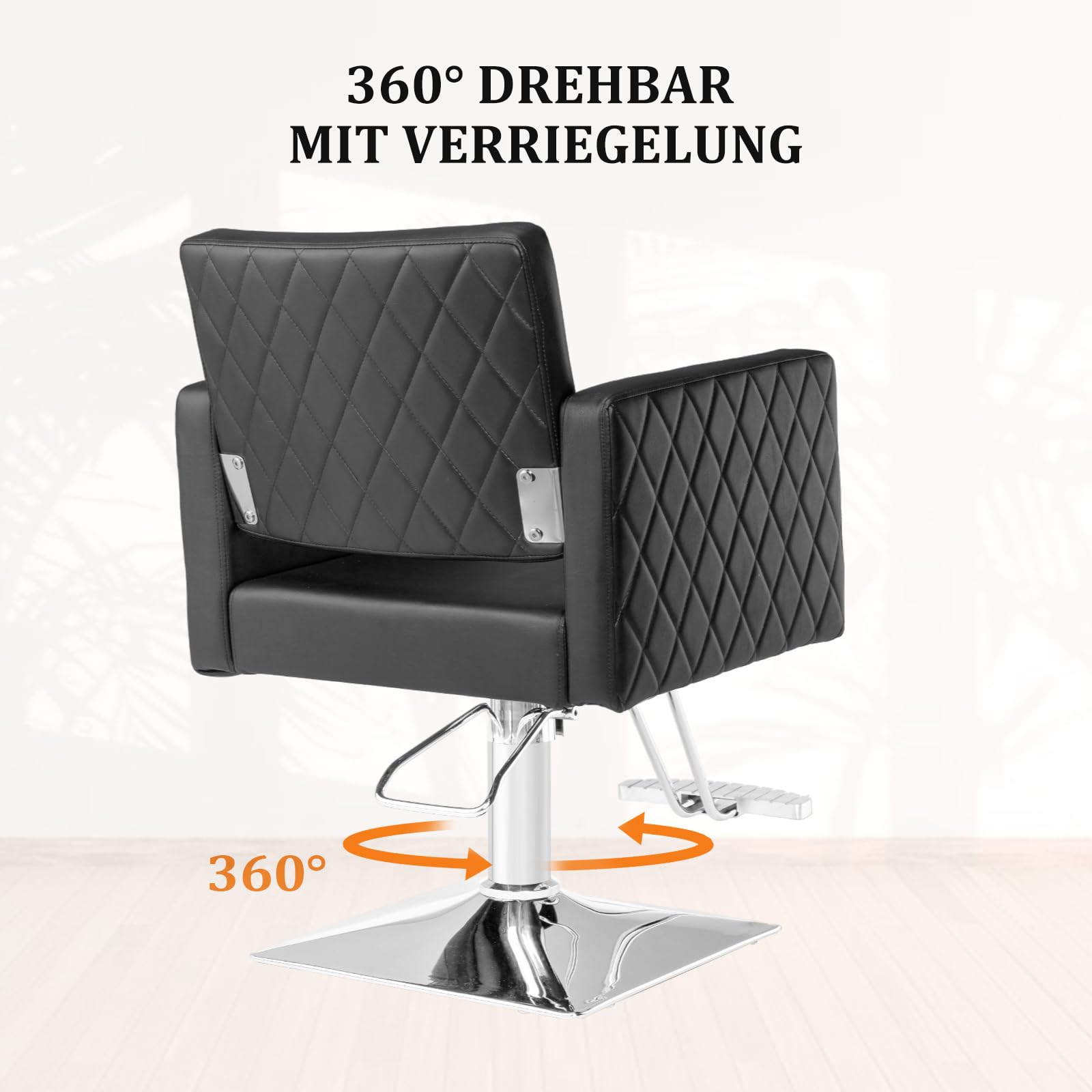 Bonnlo Sedia da parrucchiere regolabile in altezza 90-105 cm, girevole a 360° e portata 150 kg, sedia da parrucchiere con poggiapiedi e schienale aperto, sedia da barbiere in pelle PVC, colore nero