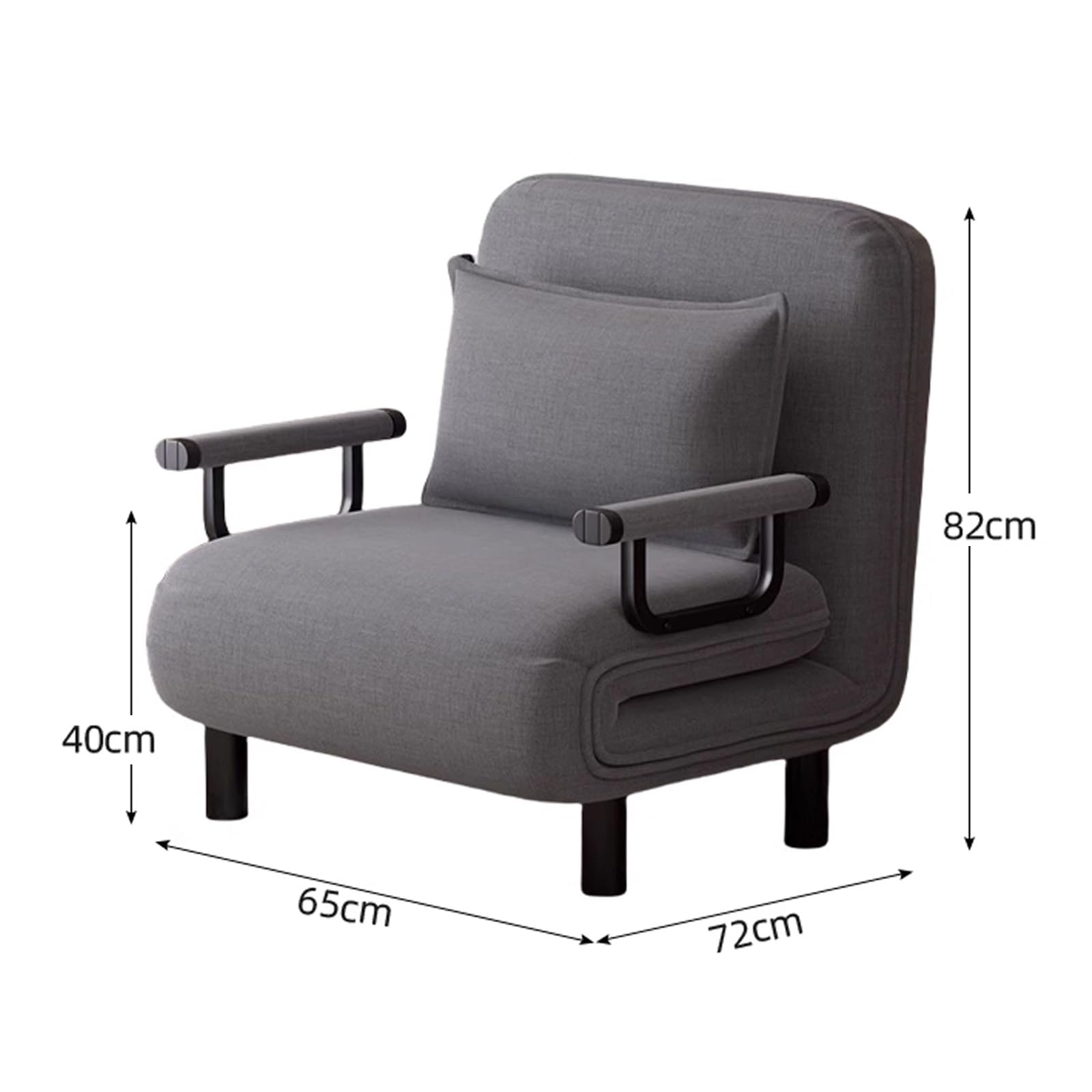 Divano Letto Singolo Salvaspazio, Poltrona Letto a Schienale Regolabile, Copertura in Lino Lavabile, per Piccoli Appartamenti, Camere Ospiti e Dormitori(Gray)