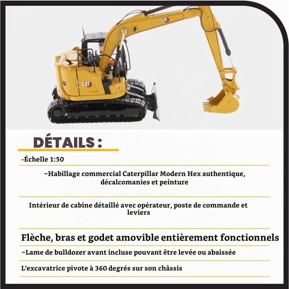 Caterpillar Diecast Masters 85957 - Pelle sur chenilles Next Gen » Cat 315, échelle 1:50, env. 6,0 x 5,1 x 15,0 cm, à partir de 14 Ans