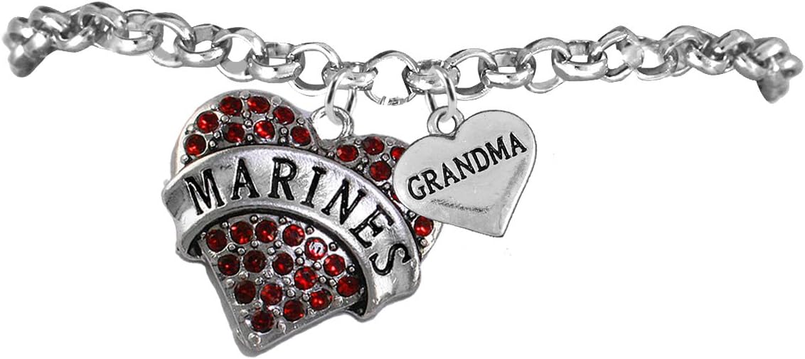Cardinali Jewelry Marine Grandma Heart Bracelet, Adjustable, Hypoallergenic, Will NOT Irritate Anyone with Sensitive Skin. Safe- Nickel, Lead and Cadmium Free
