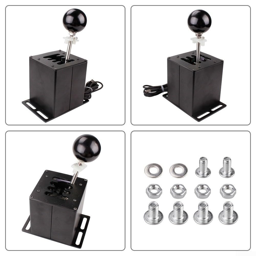 Manueller Schaltknauf aus Aluminiumlegierung mit Kohlefaser-Oberseite für Logitech G27 G29 T300 Rennsimulator-Radschalthebel, schwarz, ergonomisches Design für realistisches Fahrerlebnis (6-HB039)