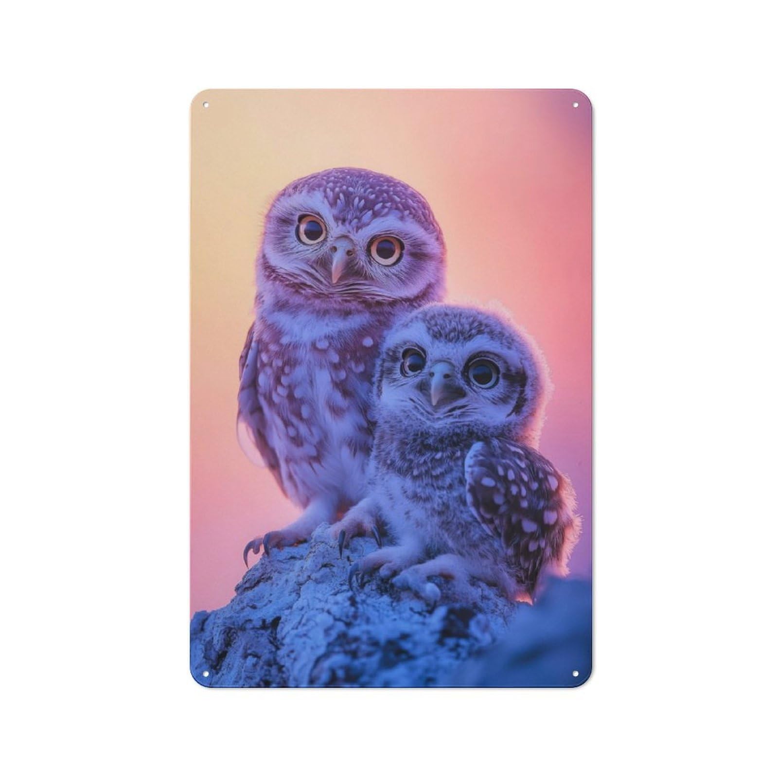 Junmoney Two Owls On A Branch Retro Metal Sign 30X20cm, Garage Style Shed Wall Plaque For Garage, Hobby Room, Office Or Man Cave
