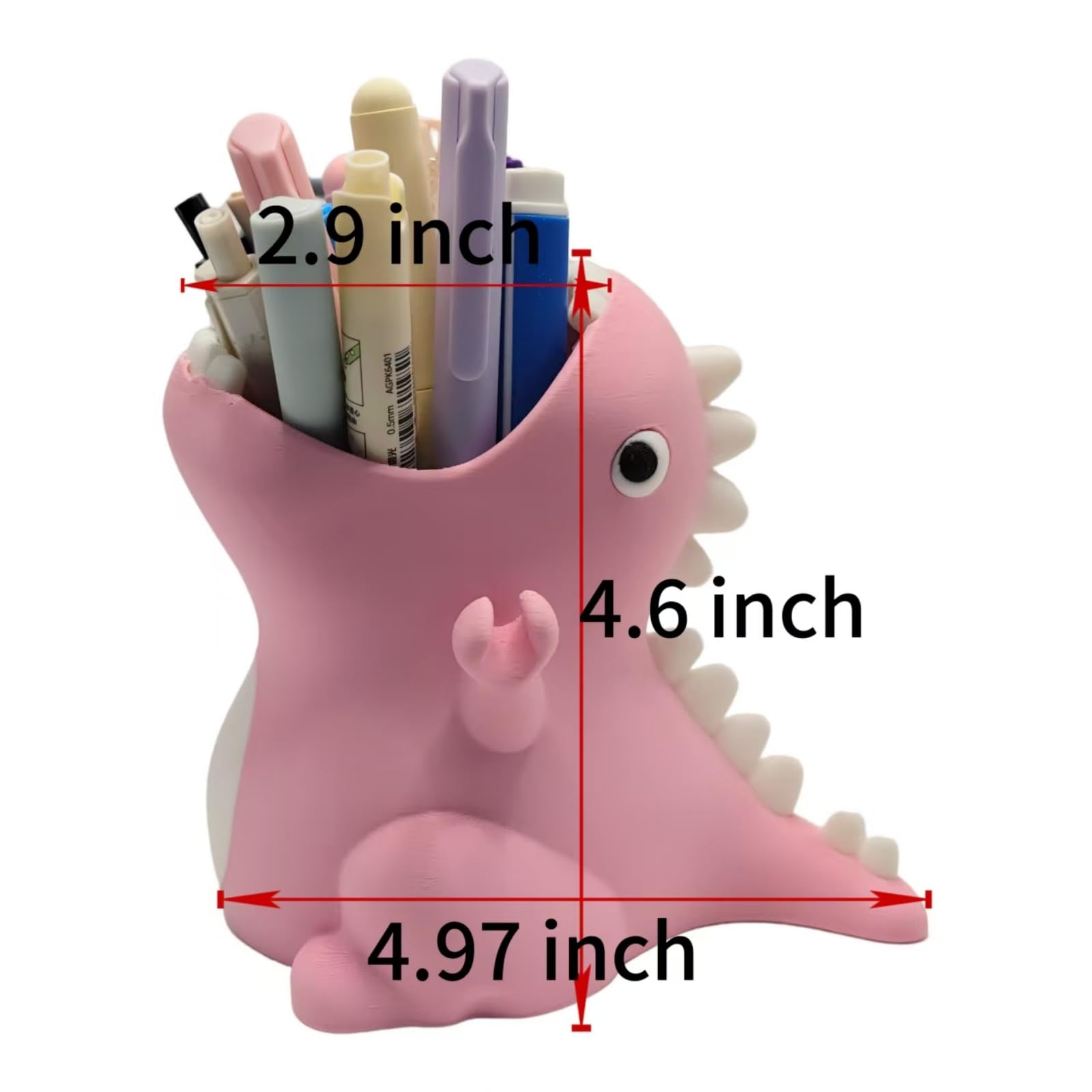 TIME&TRAVE Bonito soporte para bolígrafos de dinosaurio para escritorio, organizador de escritorio creativo, suministros de oficina, decoración de regalo para mujeres y niños