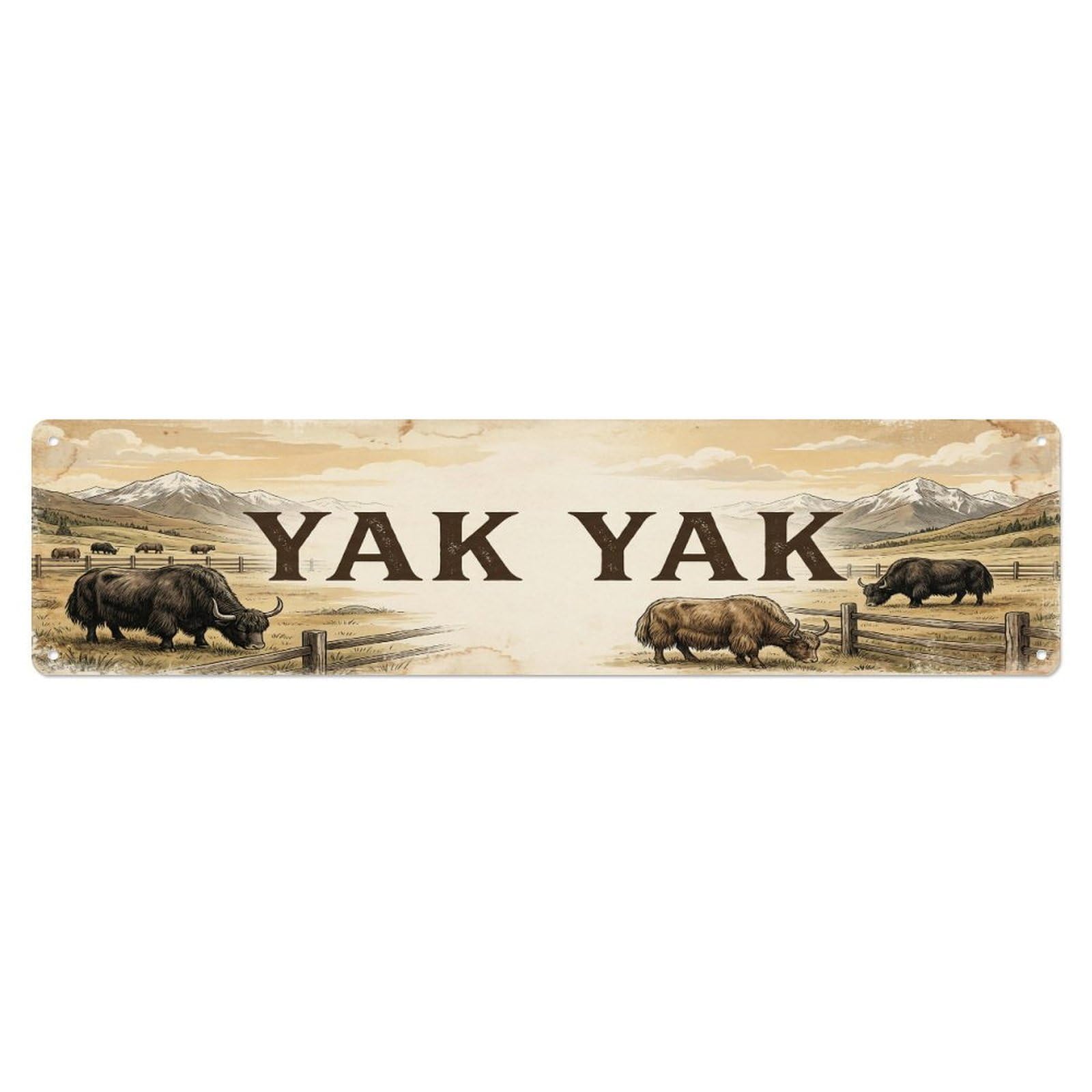Vintage Yard Yak Farmhouse Funny Yak Backyard Farm Metal Tin Sign Plaque Wall Decor for Cafe, Club, Garden Metal Poster 4x16Inch