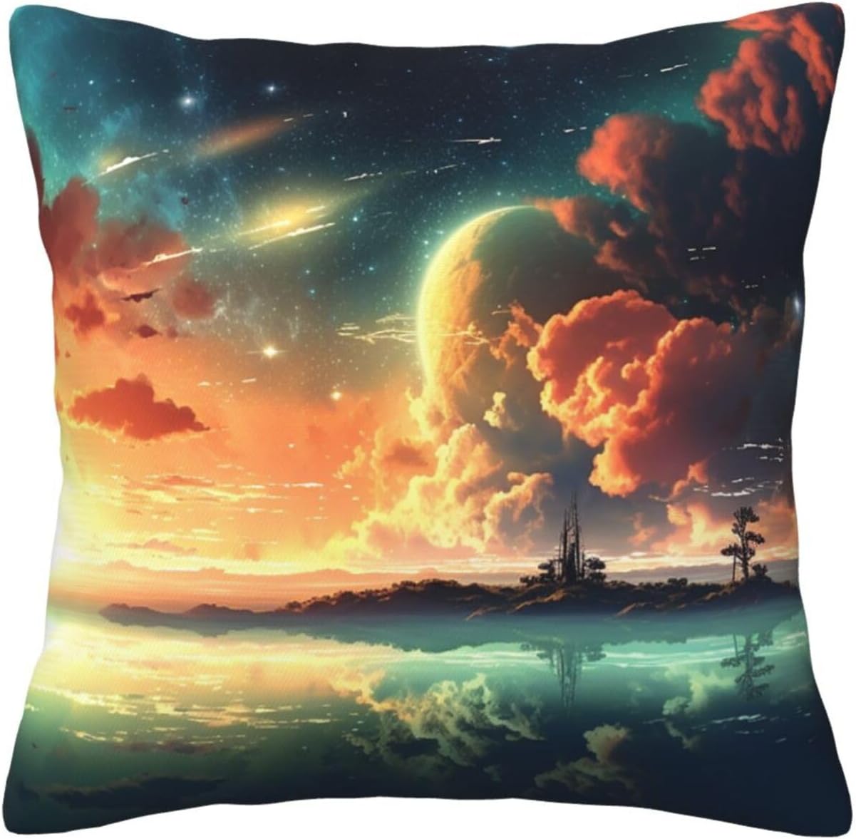 Anime Sky Pillow Covers 18"X18" Couch Pillow Case Modern Decorative Square Throw Pillows Cushion Case Decor for Home Sofa Couch Bed image 2