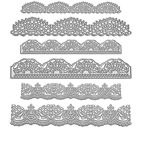 6 Pcs Carbon Steel Embossing Lace Cutting Dies Stencils Scrapbooking Dies Cuts for DIY Albums, Crafts, New Year/Wedding/Valentine\'s/Present/Greeting Cards Making