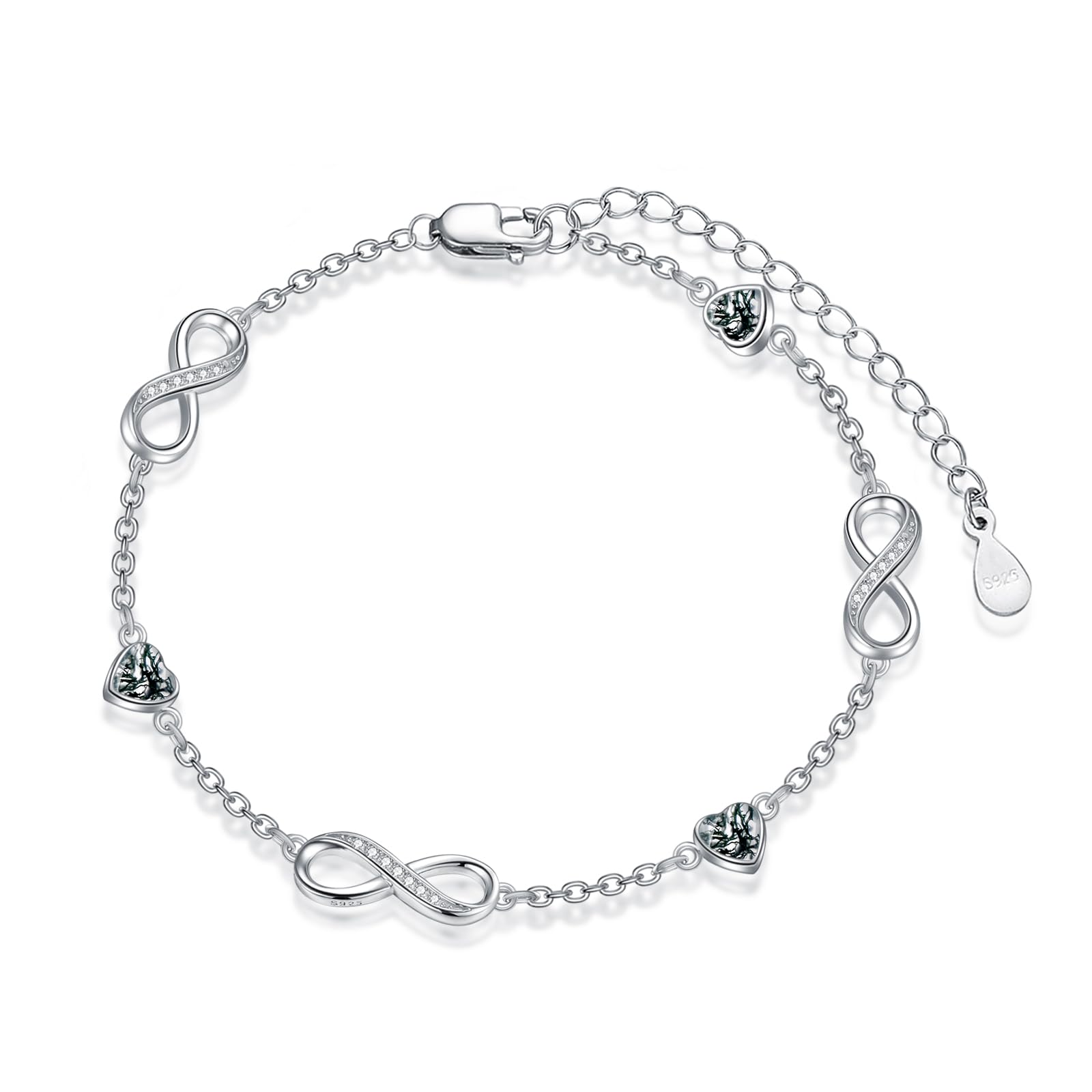 Dorunmo Ankle Bracelet for Women 925 Sterling Silver Natural Stone Bracelet Anklet Summer Beach Jewelry Birthday Gifts for Mom