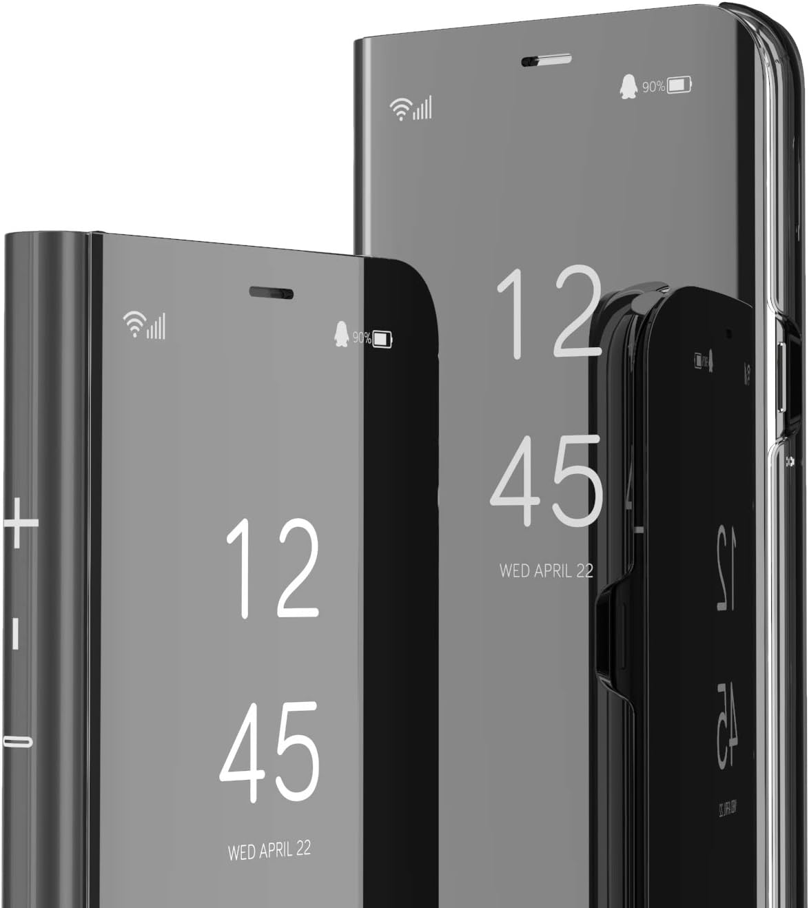 KBIKO-zxl Compatible with Samsung Galaxy Note 10 Lite Shell Case Makeup Cover Clear Bright Folding Kickstand Protective Standing Flip Mirror Cover for Galaxy A81 Case. Mirror Black QH