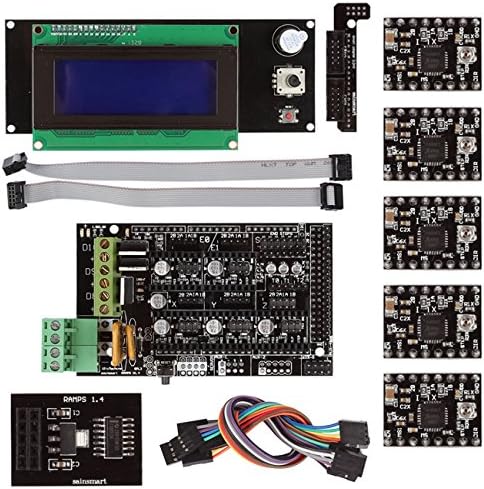 SainSmart RAMPS 1.4 3D Printer Starter Kit with Breakout SD + A4988 + LCD2004 Control Panel for Arduino RepRapStep-By-Step PDF Tutorials Provided