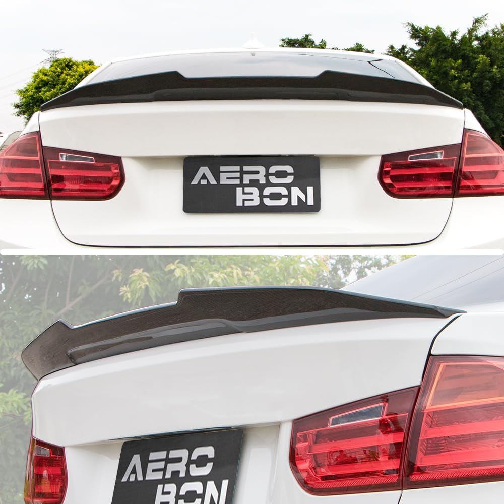 AeroBon Real Carbon Fiber Trunk Spoiler Compatible with 2013-2018 BMW 3 Series F30 Sedan F80 M3 Rear Spoiler (H Style) H 2