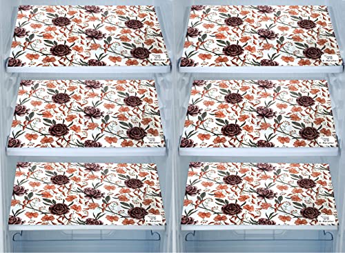 Image of Combo Set of 1 Pc Fridge Top Cover and 6 Pc Fridge Mats (Brown, Set of 7)