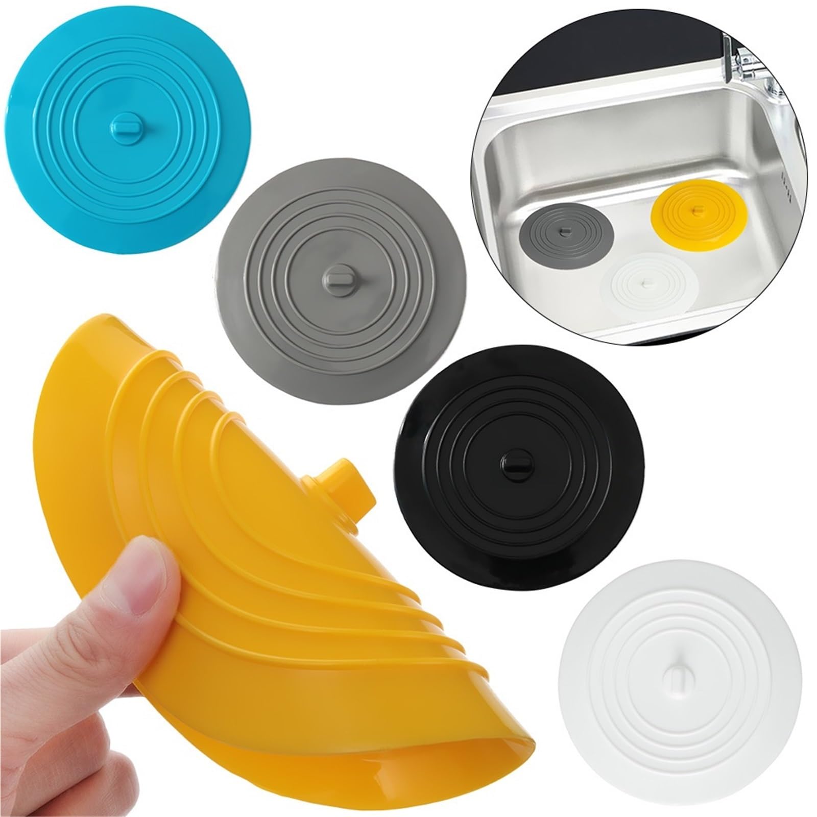 Tapón de bañera a Prueba Fugas, Cubierta Drenaje, tapón Pelo for Fregadero, Plano for, 5 uds para Bañera,Ducha
