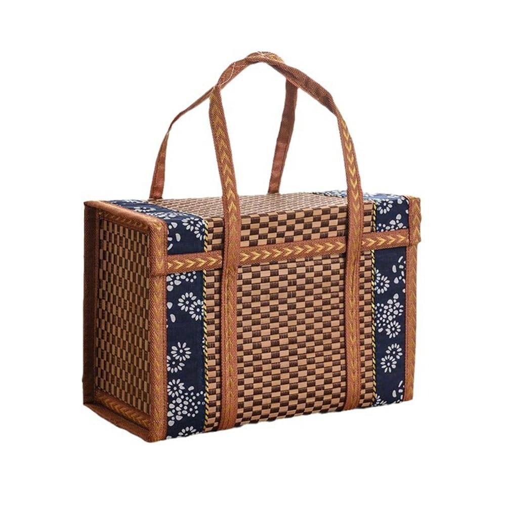 Picnic Basket Outdoor Handmade Woven Wicker Picnic Basket for Picnic Camping Outdoor(21x15.5x30.5cm)