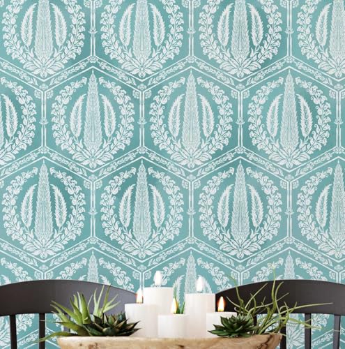 Papel pintado vintage de ciprés S4Sassy vinilo autoadhesivo verde de 63 x 61 cm 2