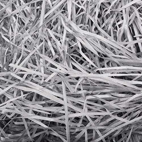 100g de Papier Gris Raffia Déchiqueté pour Boîte Cadeau, Hamper Shreds Matériau de Remplissage pour Paquets, Laine de Bois Remplissage de Panier pour DIY Party Hamper Cover