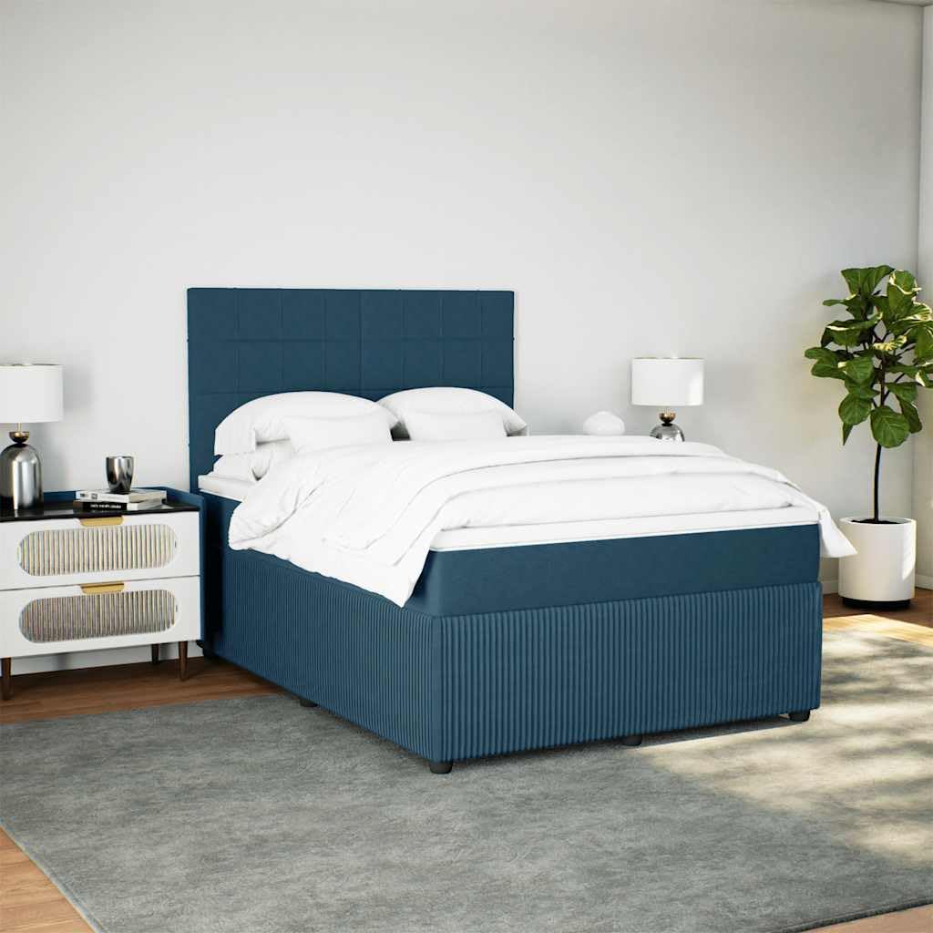 Velours Doux Ressorts ensachés Lit sommier Bleu 140x190 cm