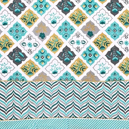 Image of India 100% Pure Cotton Jaipuri Printed Double Bedsheet with 2 Pillow Covers | Traditional Sanganeri Floral Design | Soft Breathable Fabric | King Size Bedsheet for Bedroom (Kaya37)