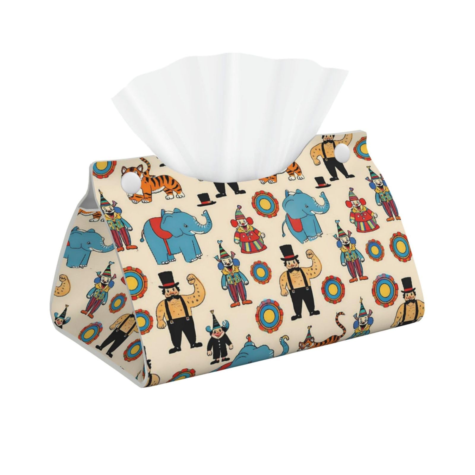 Cute Circus Elephant Clown Long Tissue Box Cover Holder Home Decor Aesthetic 7.87'' x 5.12'' x 0.98''
