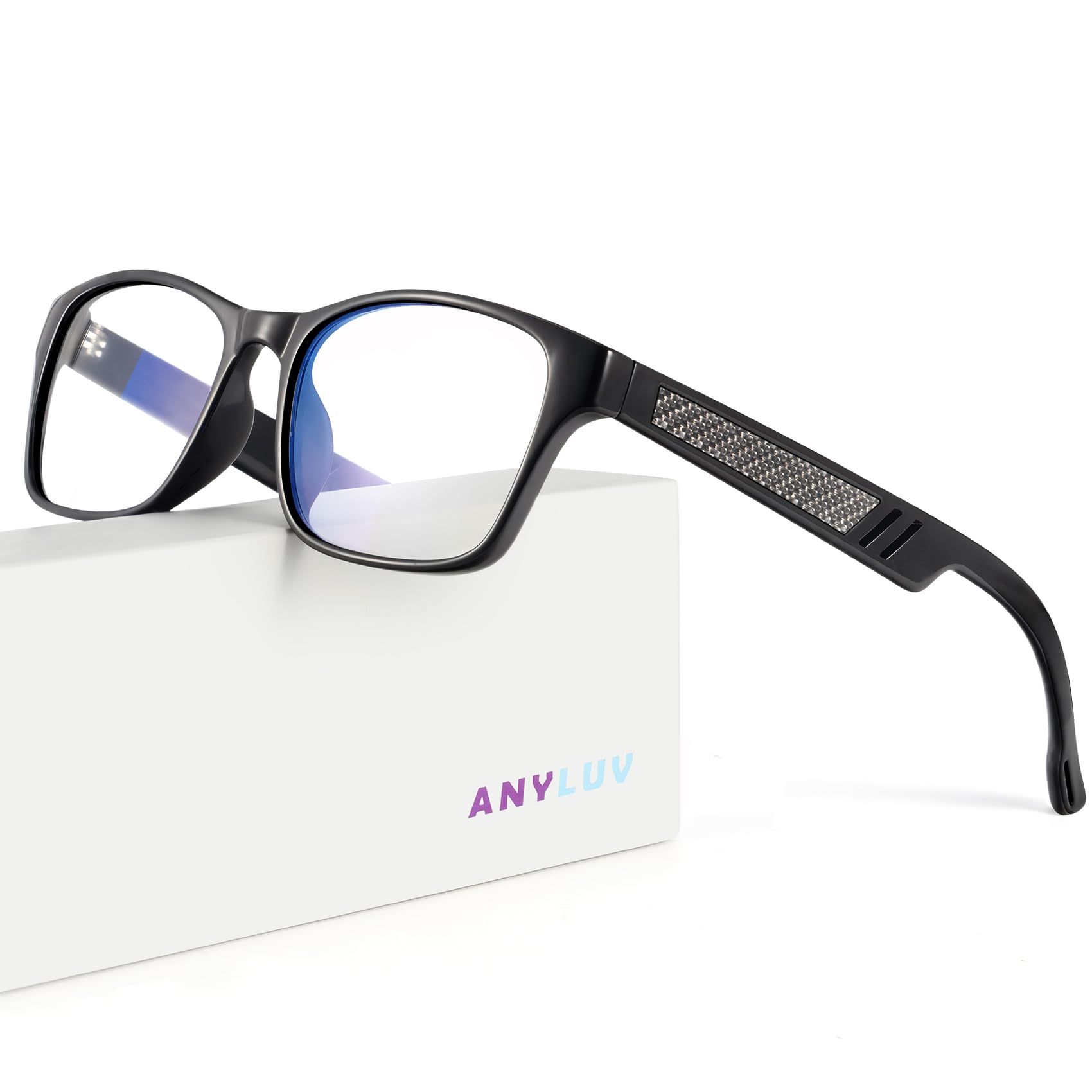 Blue Light Blocking Glasses for Men Women Lightweight Computer Gaming Glasses Anti Eye Strain Rectangle Frame