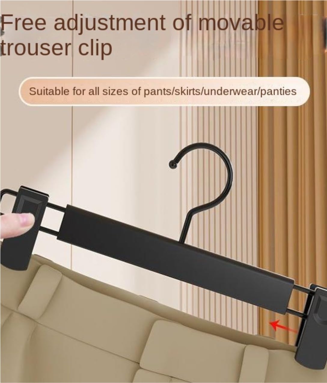 Perchas Ropa Perchas For Faldas Y Pantalones con Pinzas Ajustables. Organizador De Armario Percha Antideslizantes(Black,20pcs)