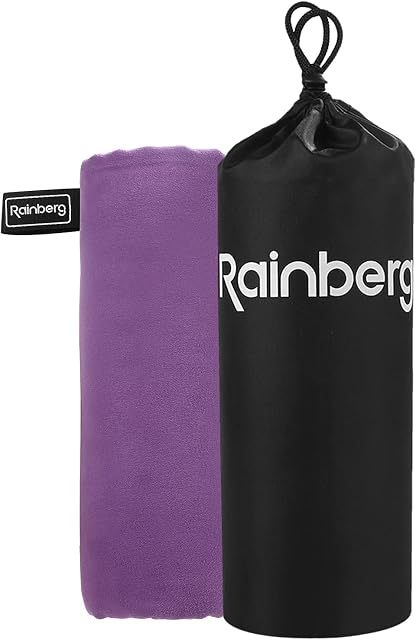 Rainberg Microfibre Towel Sports Towel, Travel Towel, Swimming Towel and Beach Towel, Fast Drying, Super Absorbent - Ultra Compact, Great for Camping, Gym, Beach and Swimming (Purple)