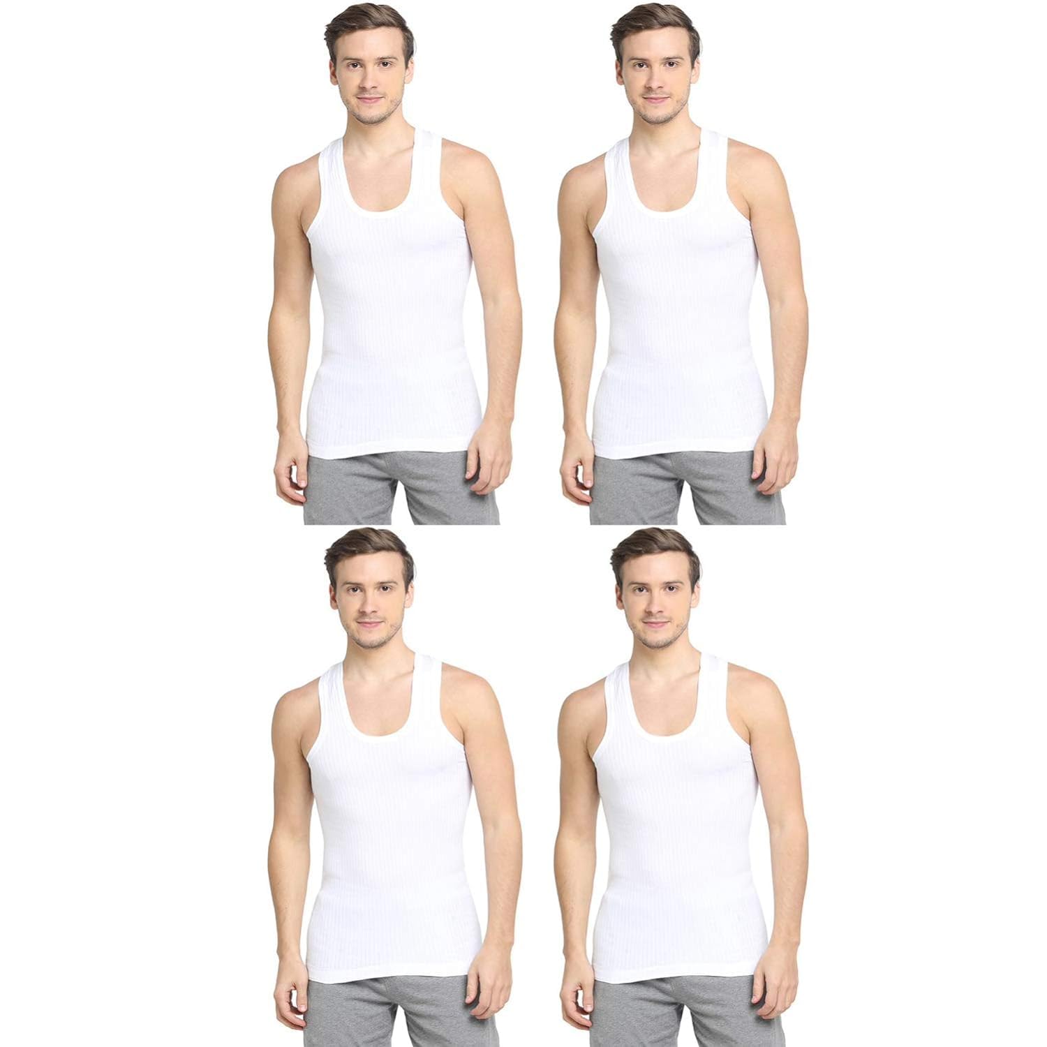 Lining Vest Men & Boys in Cotton Sleeveless Vest/Baniyan Modern Regular Fit Solid Inner wear Sando in White Color (Pack of 4)-image-17