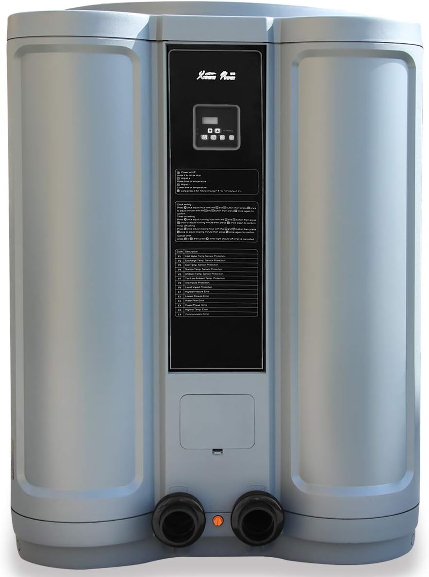 XtremepowerUS Swimming Pool Heat Pump, 137,000 BTU Electric Pool Heater Titanium Heat Exchanger, 61.6 GPM Electric Pool Heater, 230V/60Hz
