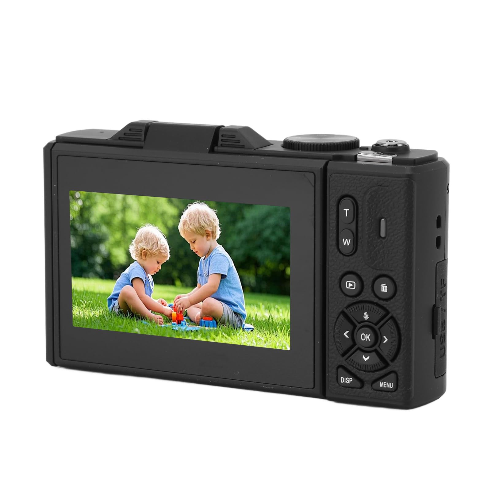 Cámara Digital de 5k HD y 75MP 18x Zoom Digital - Cámara de Vlogging WiFi para Fotografía y Video, Enfoque Automático, Pantalla de 3 Pulgadas, 128 GB (no Incluido), 1150mAh (Black)