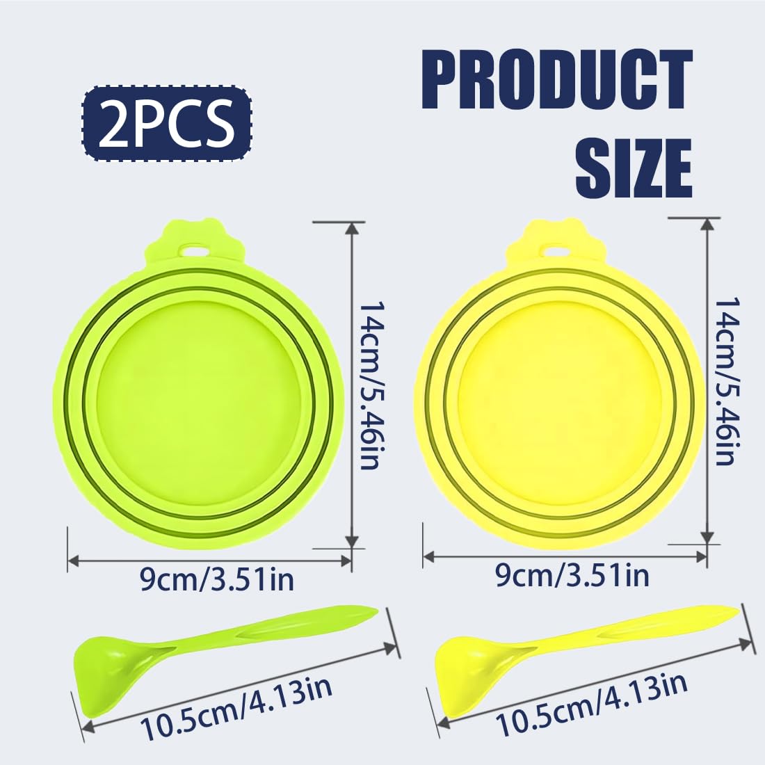 Couvercles En Silicone Pour Boîtes De Nourriture Pour Animaux, Lot De 2 Pièces Universel, Pour 3 Tailles Standard De Conserves Livré Avec Une Cuillère (Jaune, Verte)
