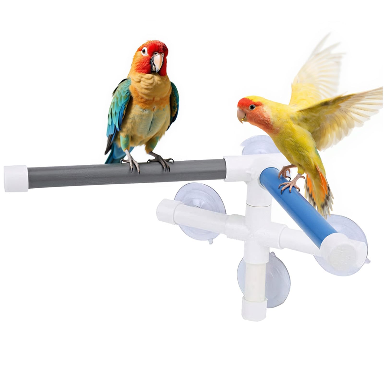 THE WHITE SHOP Bath Perches Large Bird Shower Perch Standing Platform Parrot Shower Perch Rack Suction Cup Window Shower Bird Bath Toys