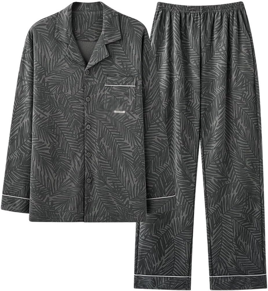 Men's Pajamas Spring and Fall Long-sleeved Cotton Casual Cardigan Can be Worn Outside Homewear