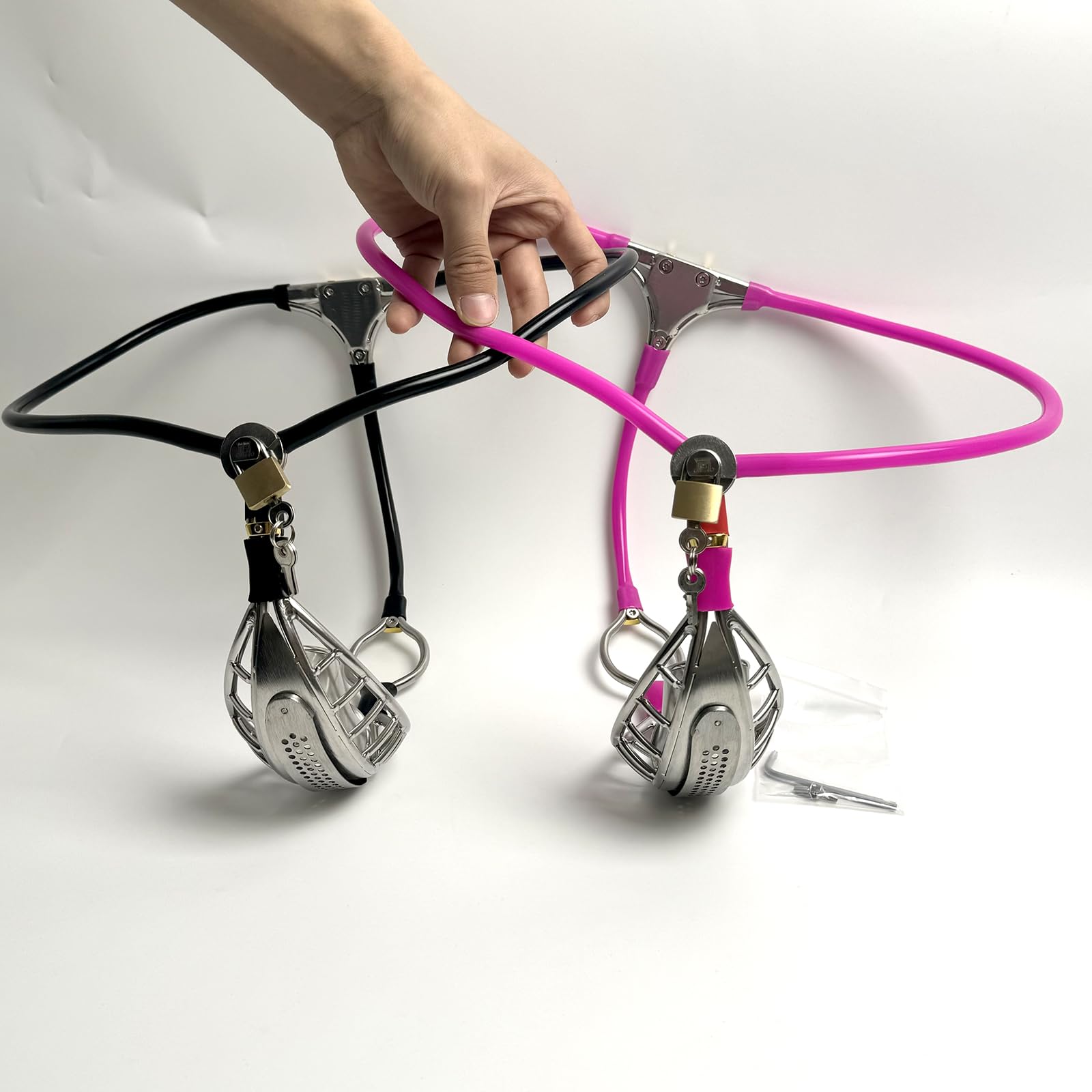 Ceinture de chasteté en acier inoxydable pour hommes cage noire 60-90cm YILUQIFLY jouet sexuel BDSM