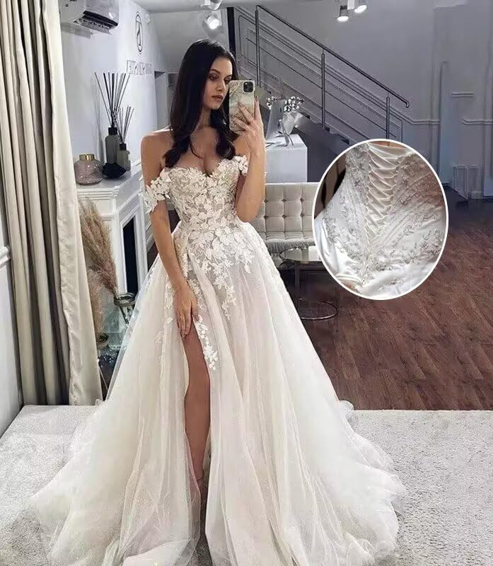 Cadoly Modest Long Sleeve Wedding Dresses for Bride 2025 Fall Women's Ball Gown A-lineTulle Lace Applique Bridal Gown2