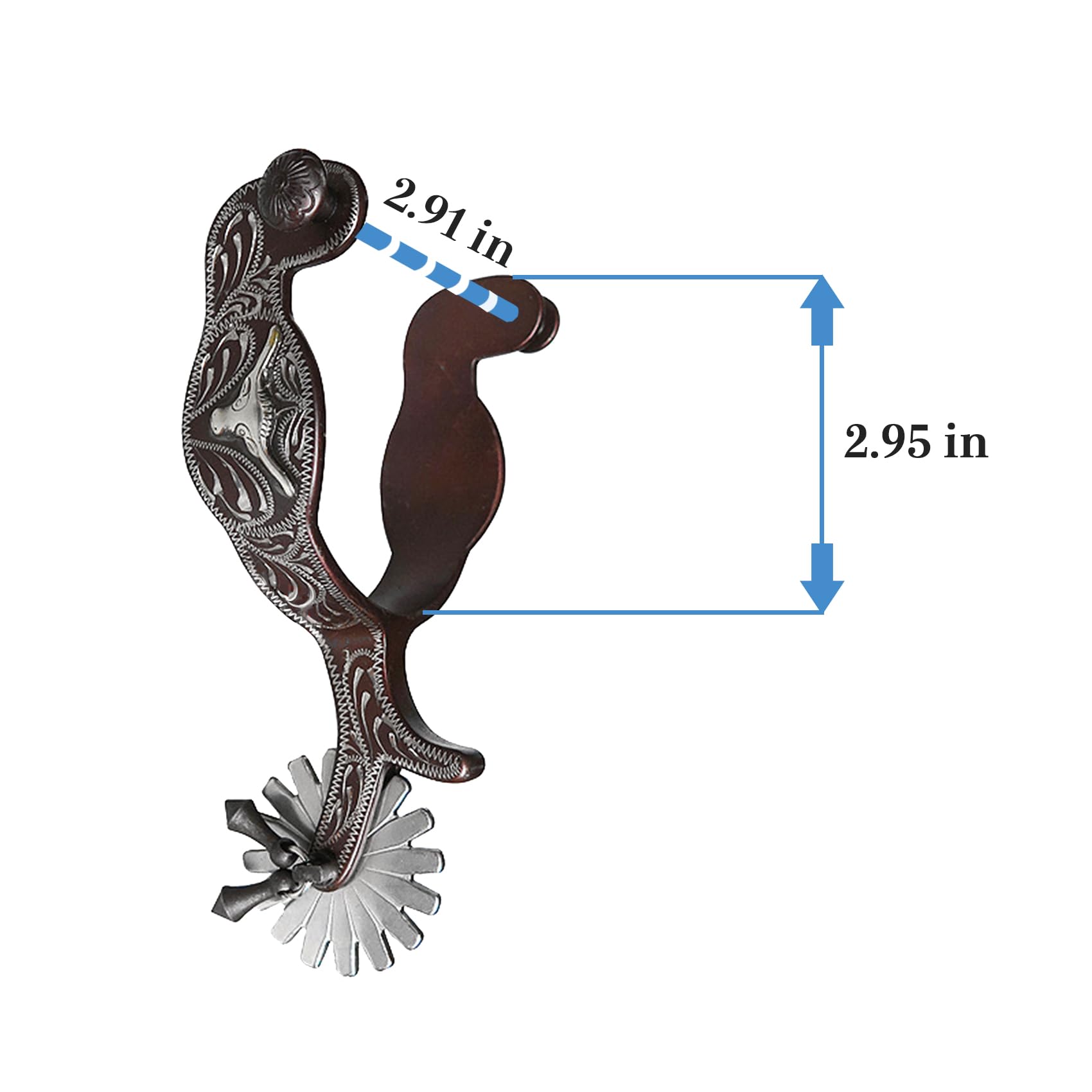 Western Antik Sporen Mit Deutscher Silber-Gravur & Jingle Bobs – Handgraviert, Poker-Design