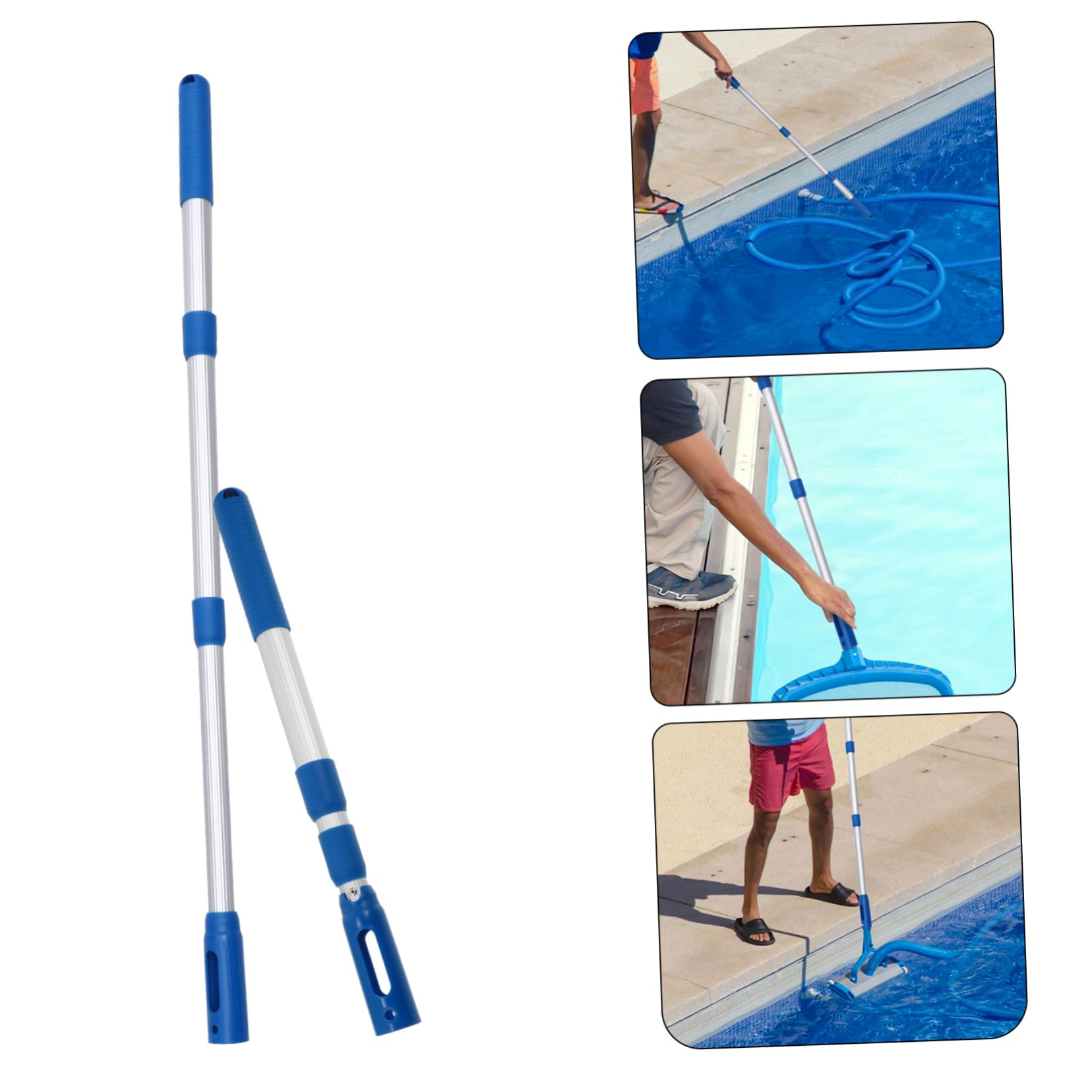 HANABASS 2piezas Varilla Telescópica para Limpieza De Piscinas Accesorio De Salvamento Ligero y Antideslizante para Rastrillar Plantas Acuáticas y Escombros