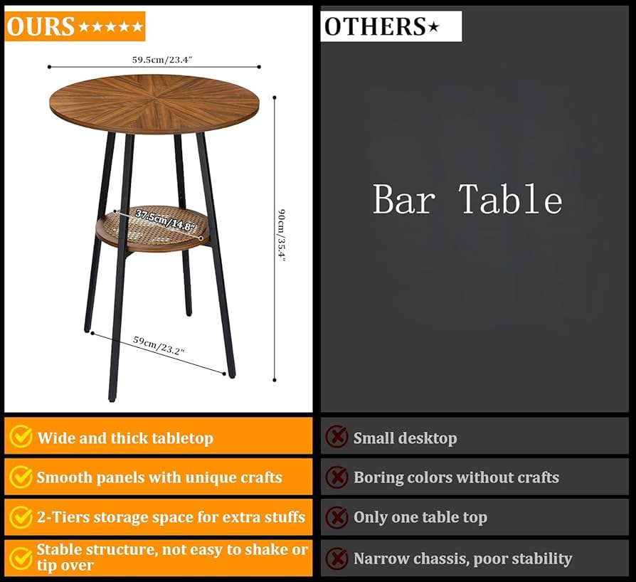 Amazon.com: ZYBT Boho Bar Height Table - Rattan Storage